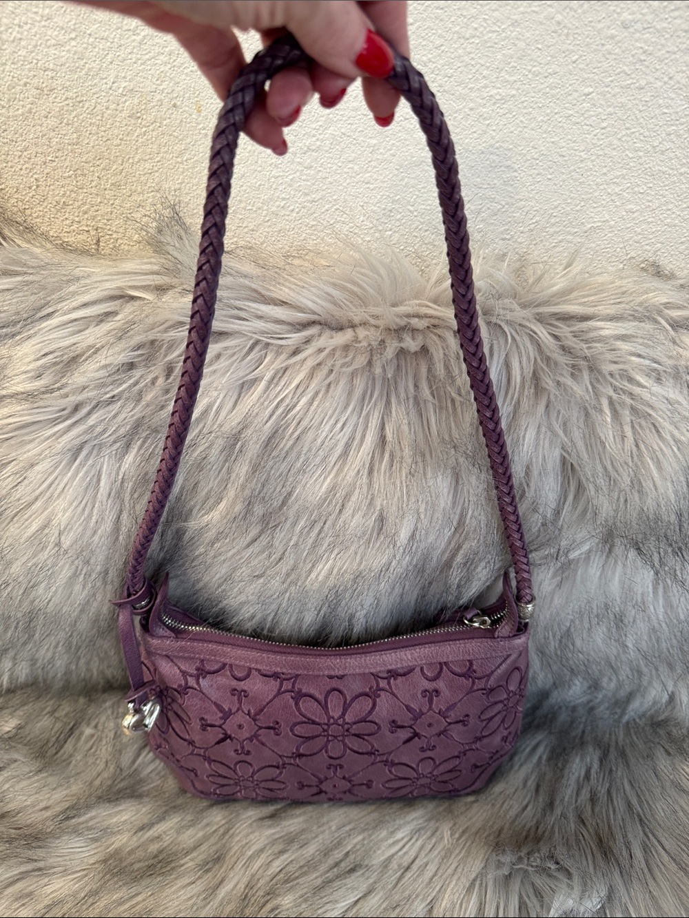 Brighton Purple Floral Embroidered Shoulder Bag - Picture 5 of 9